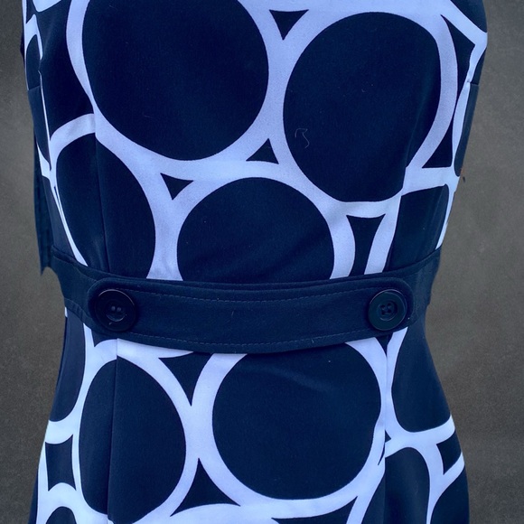 London Times Black White Sleeveless Dress Size 6 - Picture 6 of 8